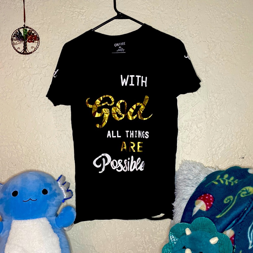 Bible quote T-Shirt with Ripped style sides.